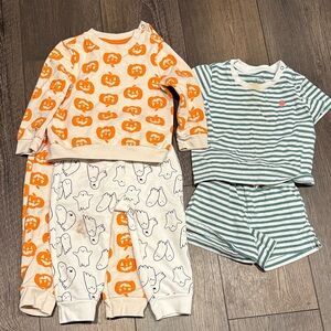 B22 Cat & Jack and Primary Set 12-18 Month Halloween Pumpkin and Ghost Pajama